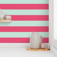  Mint Green Coral Pink Nautical Stripe (2 inch)