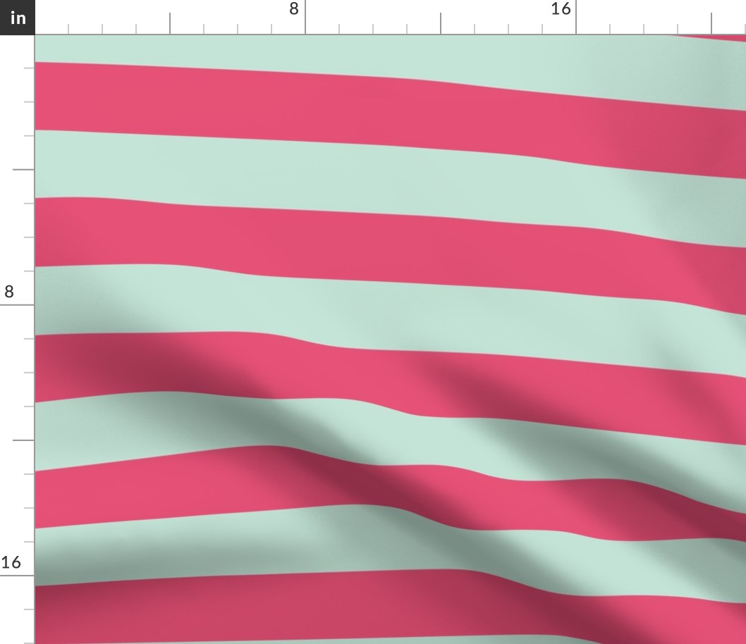  Mint Green Coral Pink Nautical Stripe (2 inch)