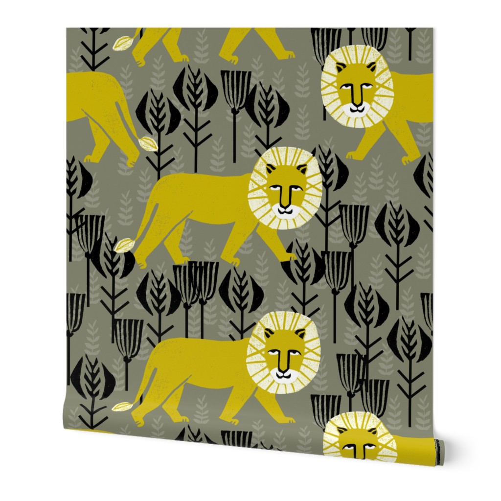 Safari Lion - Goldenrod/Olive/Black by Andrea Lauren