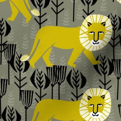 Safari Lion - Goldenrod/Olive/Black by Andrea Lauren