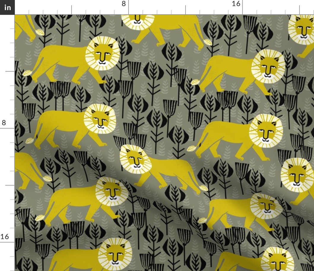 Safari Lion - Goldenrod/Olive/Black by Andrea Lauren