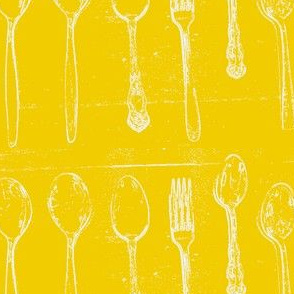 Spoons & 1 Fork  Yellow