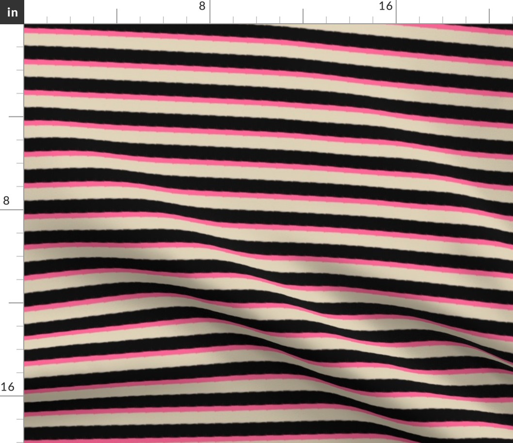 Cream Black Pink Nautical Stripe