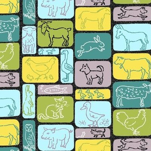 Farm Animal Rectangles Black