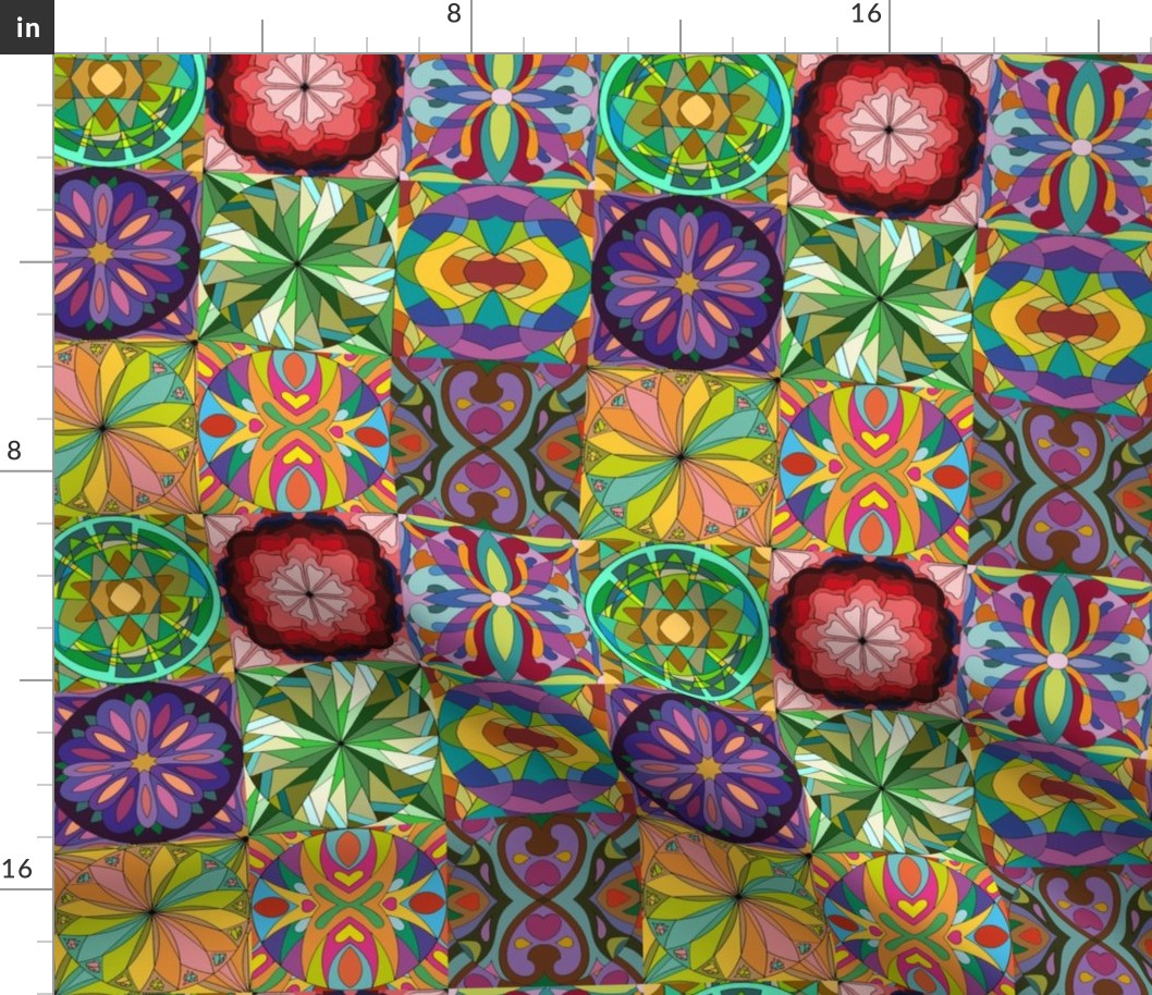 Buddhist Mandala - Cheater Quilt - Mixed