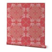 Coral Mehndi Elephant Dance Party Kaleidoscope fabric