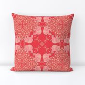Coral Mehndi Elephant Dance Party Kaleidoscope fabric