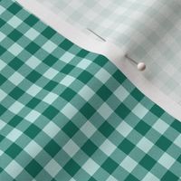 spruce green and pale blue gingham, 1/4" squares 