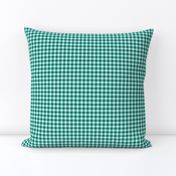 spruce green and pale blue gingham, 1/4" squares 