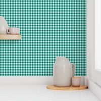 spruce green and pale blue gingham, 1/4" squares 