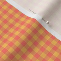 orange and coral flame gingham, 1/4" squares 