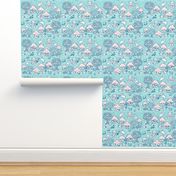 Pink and mint Forest, Rabbit and Bear/ Toadstool Forest