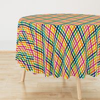 Birchdale (Multi Midi Argyle) || diagonal rainbow striped gingham