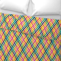 Birchdale (Multi Midi Argyle) || diagonal rainbow striped gingham