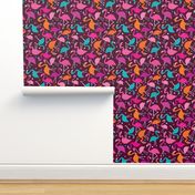 Exotic tossed paradise bird flamingo summer print