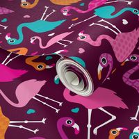 Exotic tossed paradise bird flamingo summer print