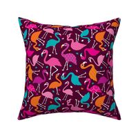 Exotic tossed paradise bird flamingo summer print