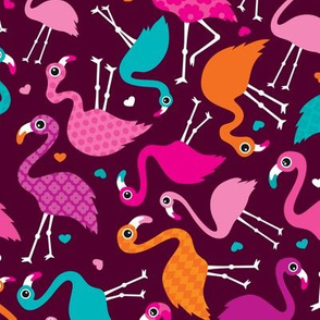 Exotic tossed paradise bird flamingo summer print
