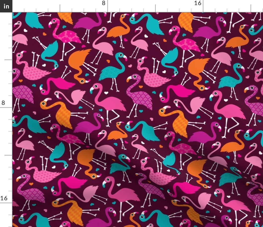 Exotic tossed paradise bird flamingo summer print