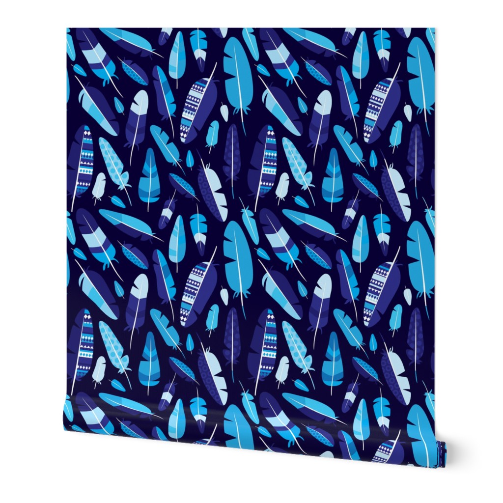 Navy blue aztec bird feathers