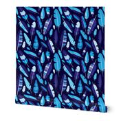 Navy blue aztec bird feathers