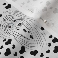 Chinese Crested Black & White with Hearts