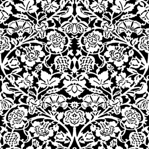 Kensignton Damask ~ White and Black