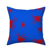 Deep Red Spiders on Blue
