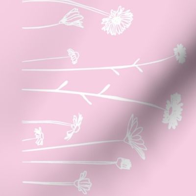 Wildflowers Border Print Pink White