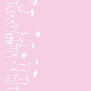 Wildflowers Border Print Pink White