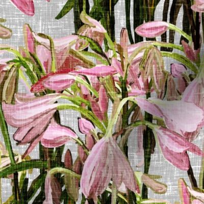 Sparse Easter lilies on gray canvas by Su_G_©SuSchaefer