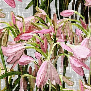 Sparse Easter lilies on gray canvas by Su_G_©SuSchaefer