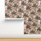 Sparse Easter lilies on pink canvas by Su_G_©SuSchaefer