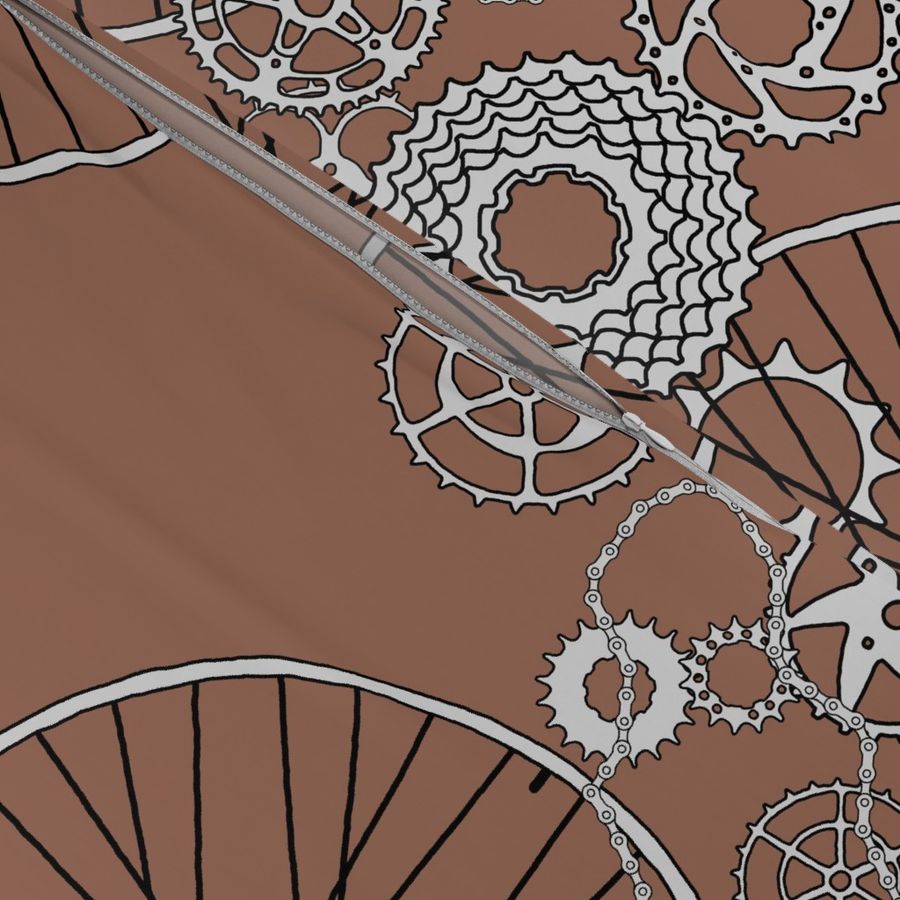 Beautiful bicycle parts - "hot chocolate"- FQ size repeat