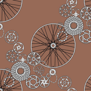Beautiful bicycle parts - "hot chocolate"- FQ size repeat