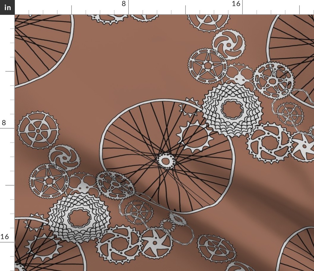 Beautiful bicycle parts - "hot chocolate"- FQ size repeat