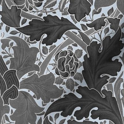 William Morris ~ St. James or Growing Damask ~ Grey on Versailles Fog