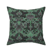 William Morris ~ St. James or Growing Damask ~ Paris Green and Black