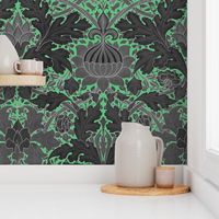 William Morris ~ St. James or Growing Damask ~ Paris Green and Black