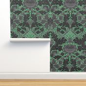 William Morris ~ St. James or Growing Damask ~ Paris Green and Black