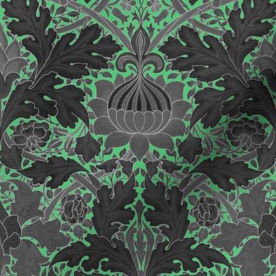 William Morris ~ St. James or Growing Damask ~ Paris Green and Black