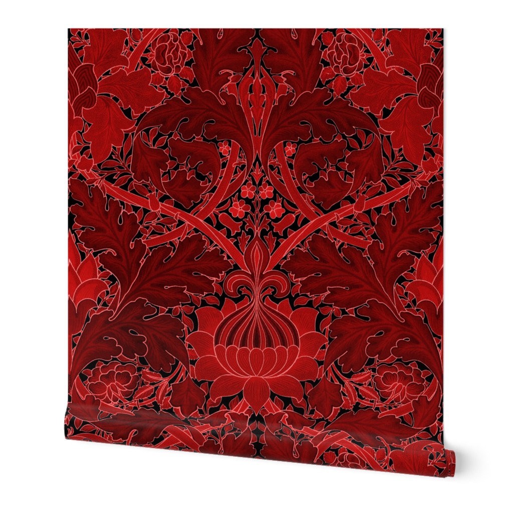 William Morris ~ St. James Damask ~ Red and Black