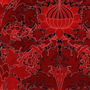 William Morris ~ St. James Damask ~ Red and Black