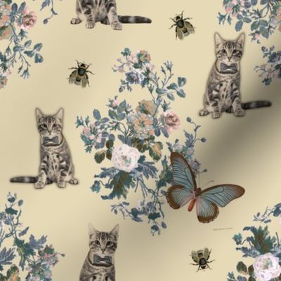 Cream Kitties Floral