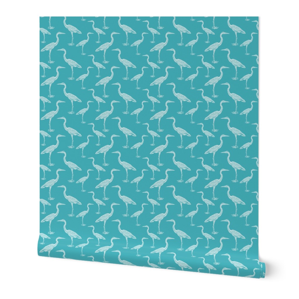 Blue Heron on Teal