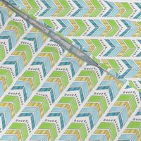 Blue Green and Yellow Chevrons