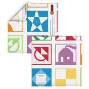 Building Blocks Colorful Cheater Cloth on White