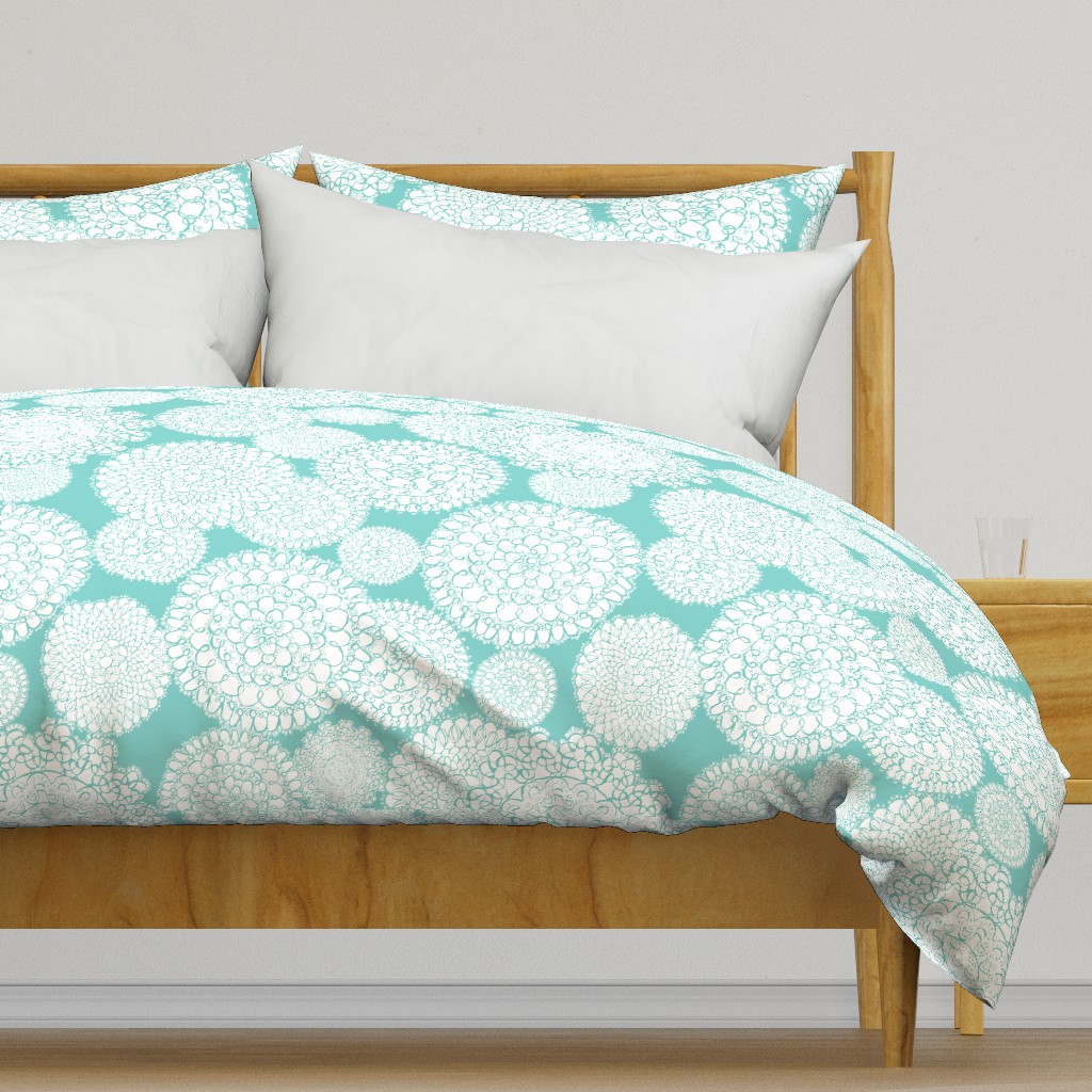 Delightful Doilies - Feminine Lace Tiffany Aqua Blue Large