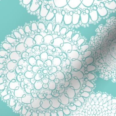 Delightful Doilies - Feminine Lace Tiffany Aqua Blue Large