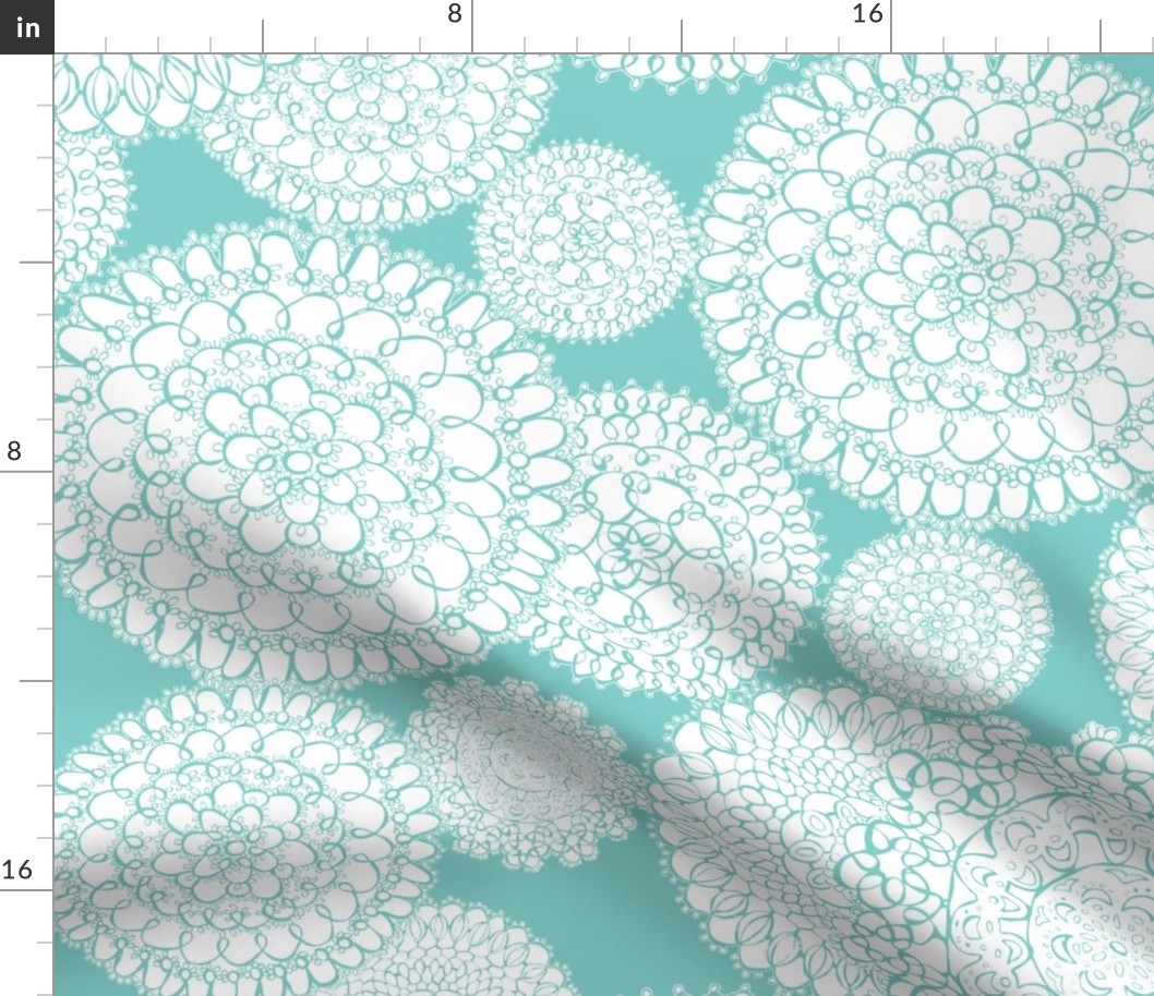 Delightful Doilies - Feminine Lace Tiffany Aqua Blue Large